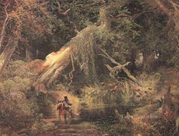 ロッキー山脈の沼地を抜けて逃げる奴隷たち トーマス・モラン Oil Paintings